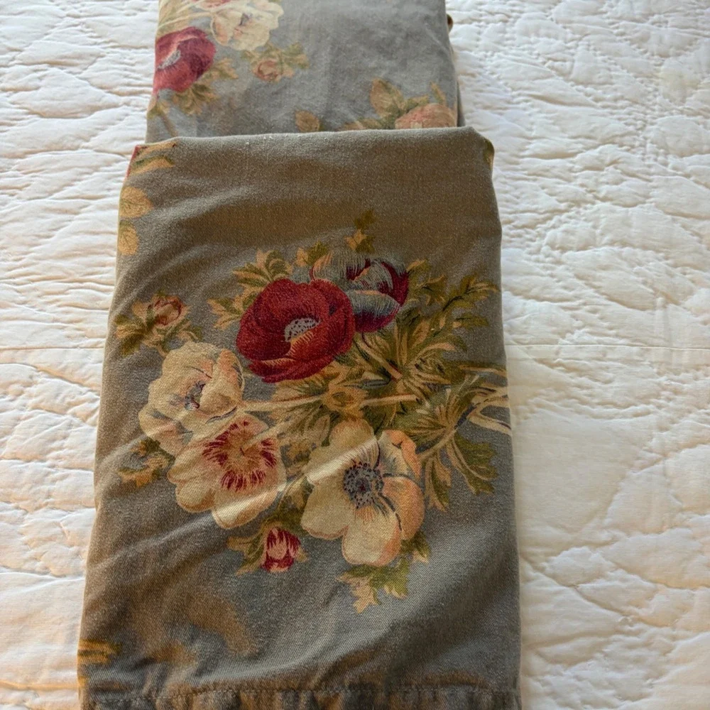 Chaps Home Hudson Valley Blue Gray Floral Standard Pillow Shams Set of 2 Cotton